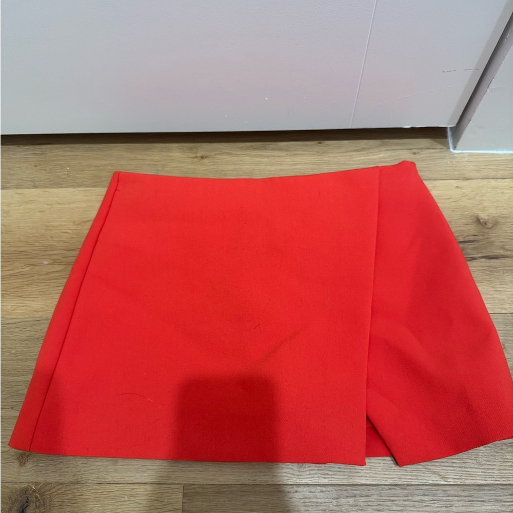 Zara Red Skorts Asymmetrical Wrap Design